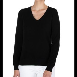 ANN TAYLOR Black Cashmere V-neck Sweater SZ S
